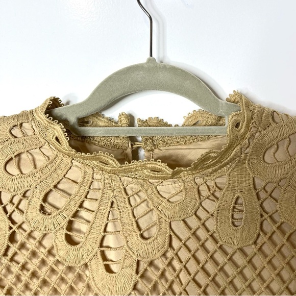 Frenchy Lace Crochet Puff Sleeve Crop Top | Size Large | Women - Picture 2 of 5